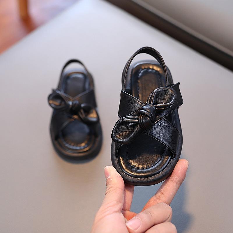 Girls' Solid Soft-Sole Children's Beach Shoes / Summer Girls' Bow Solid Color Sandals