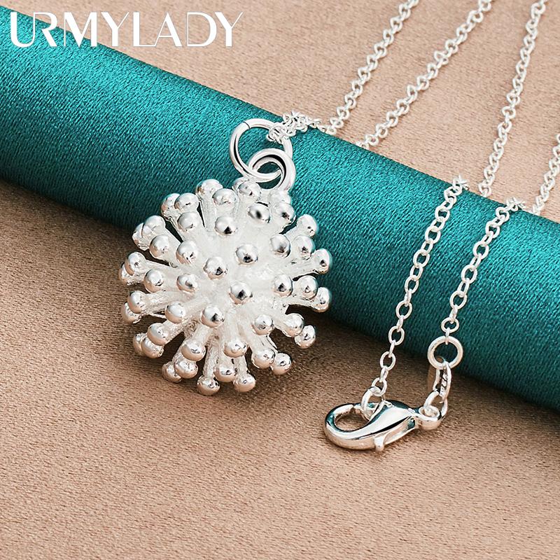 URMYLADY 925 stříbrný korálový přívěsek 16-30palcový náhrdelník pro ženy módní šperky