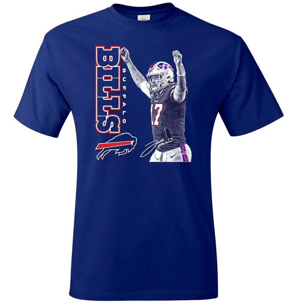 Популярная футболка Josh Allen Buffalo Bills Королевский синий Унисекс Футболка для фаната футбола Унисекс Футболка S