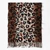 Leopard Print Fringe Cashmere Scarf Shawl For Women Soft Warm Winter Fashion Accessory Lightweight Warm Wrap