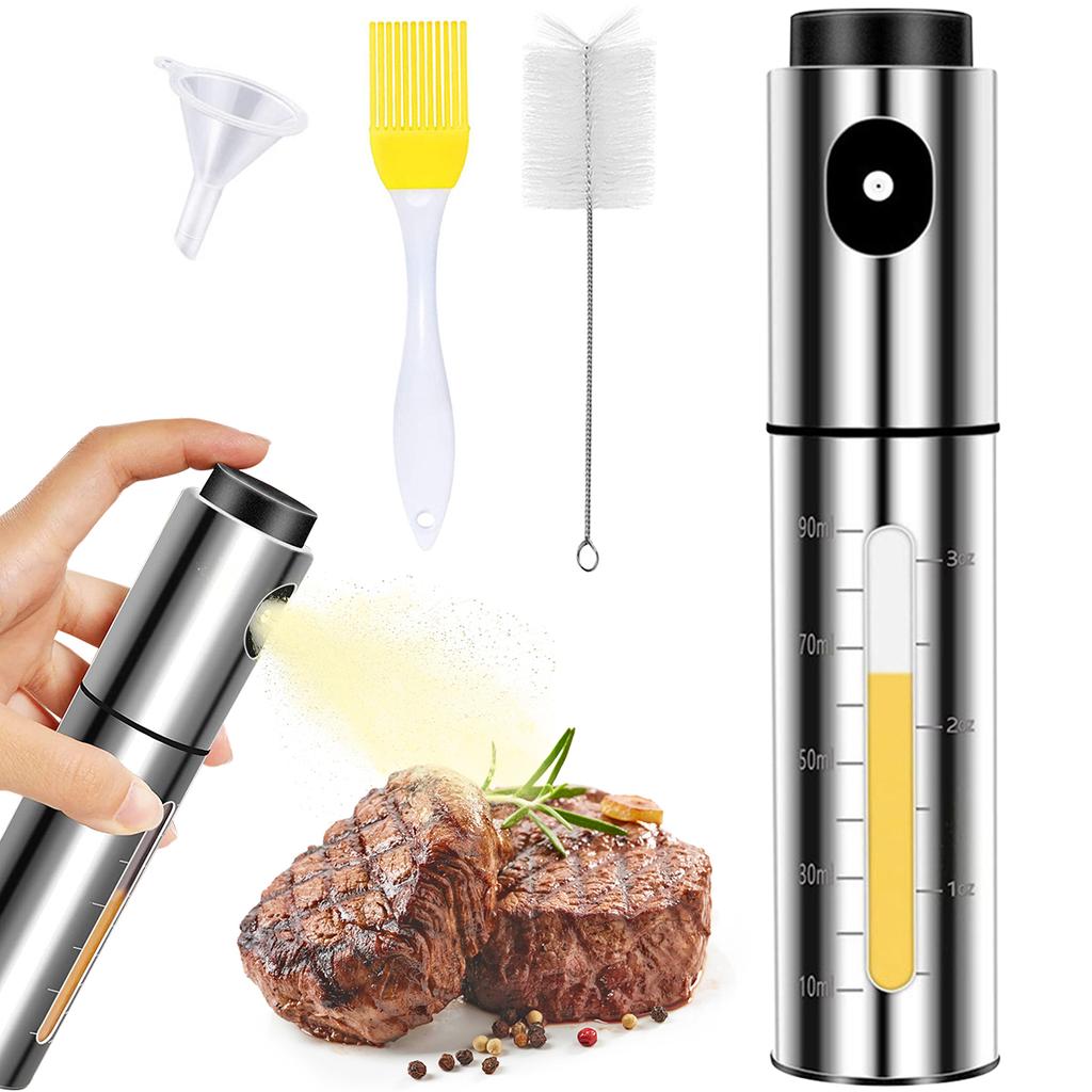 Oil Sprayer for Cooking 100ml Stainless Steel Olive Oil Sprayer Mister Refillable Oil Spray Bottle BPA Free Vinegar Spray Bottle