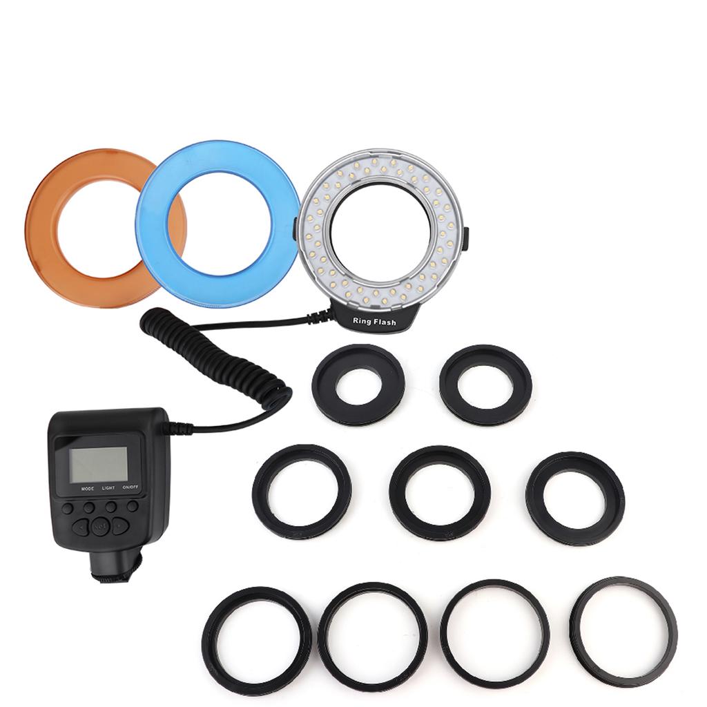 Portable 48 LED Ring Flash Light Lens Adapter Rings Kit For Canon for Nikon for Fuji SLR Camera