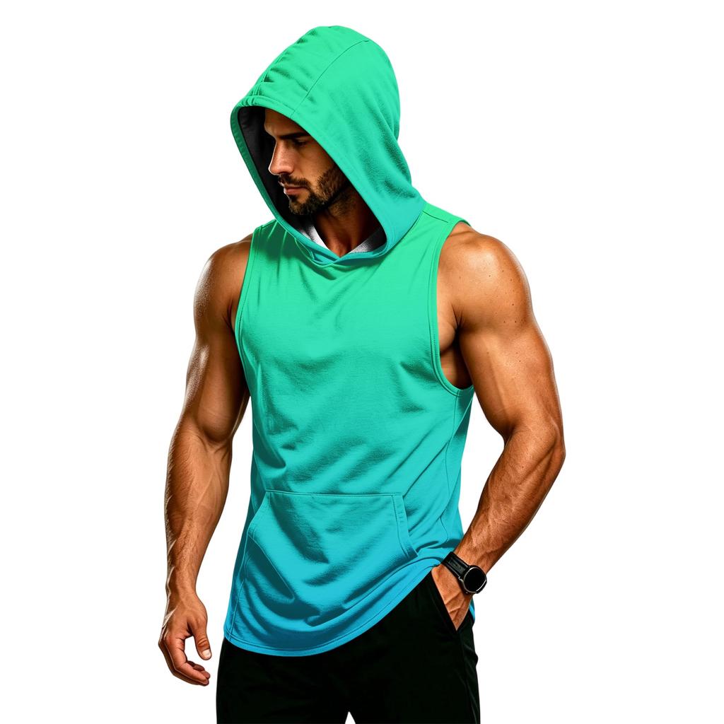 Men's Sleeveless Hoodie Muscle Fit Gym Tank Top Breathable Quick Dry Workout Vest for Training and Fitness
