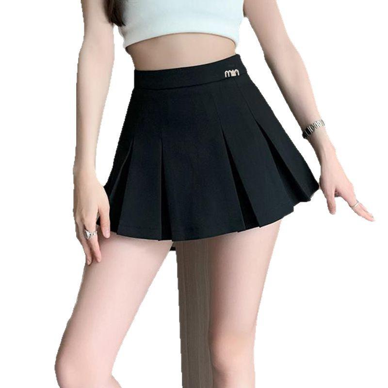 Ladies' Petite Black A-Line Pleated Skirt - High Waist, Slimming Culottes for Spring