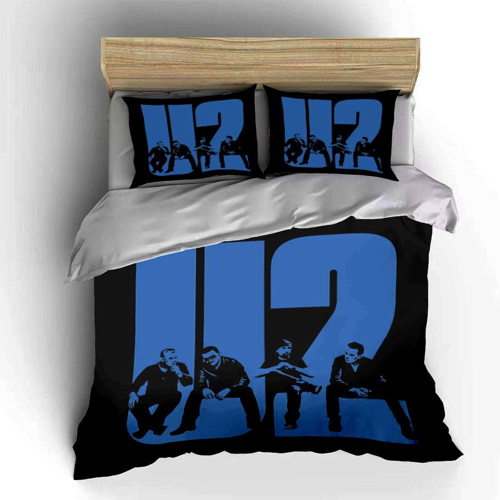 Blue U2 Band Members Design Bedding Duvet Cover Set Duvet Cover Pillowcases (1*Duvet Cover 2*Pillowcases, without duvet insert)