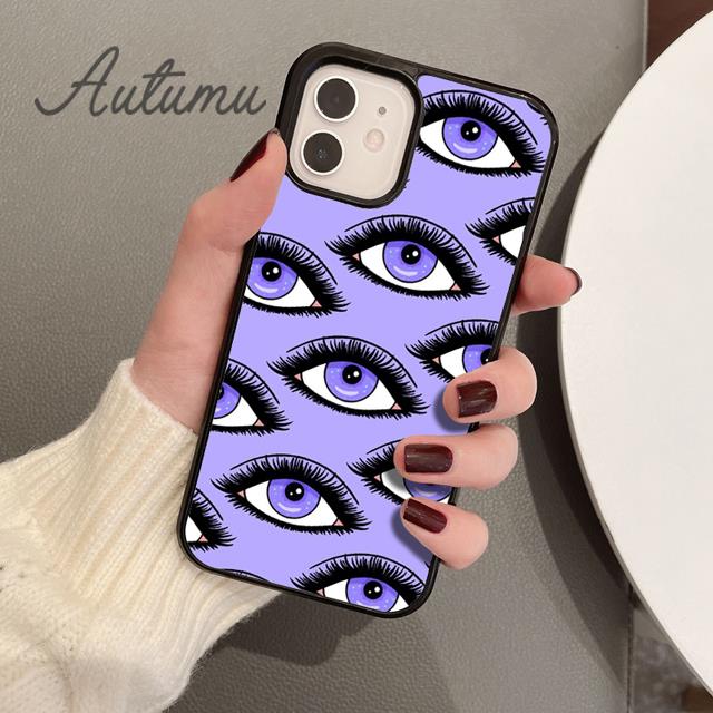 Augen Wimpern Ästhetik Handyhülle für iPhone 11 12 13 14 Pro Max mini XR XS SE 2020 7 8 Plus Samsung Galaxy S21 S22 Hülle