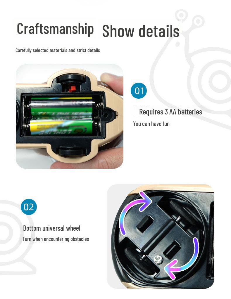 Dziecięca Elektryczna Zabawka Ślimak z Światłem 3D i Muzyką