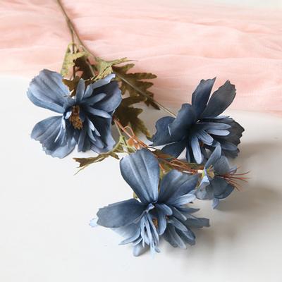 Fake Flower Decorative Colorful Attractive Three Heads Branch Fake Flower for Wedding