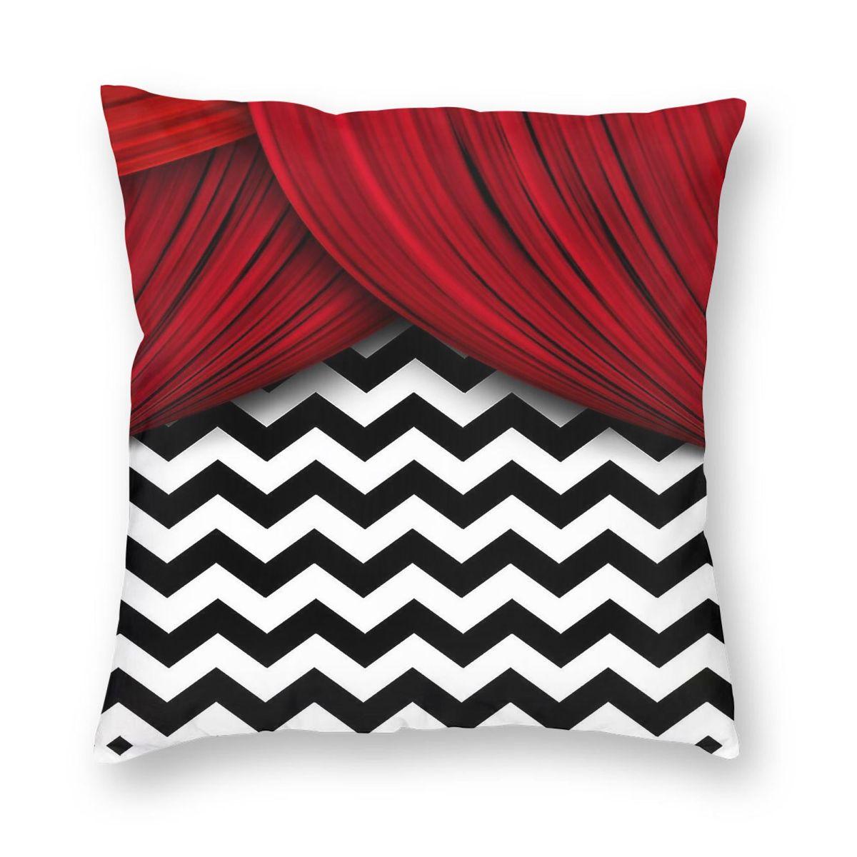 Twin Peaks Red Curtains Black White Square Pillowcase Polyester Linen Velvet Creative Decor Pillow Case Bed Cushion Cover 18 Peach skin 18*18(CM)-1Pcs