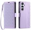 For Samsung Galaxy S25 Leather Case Rhombus Texture Wallet Stand Phone Cover with Wrist Strap
