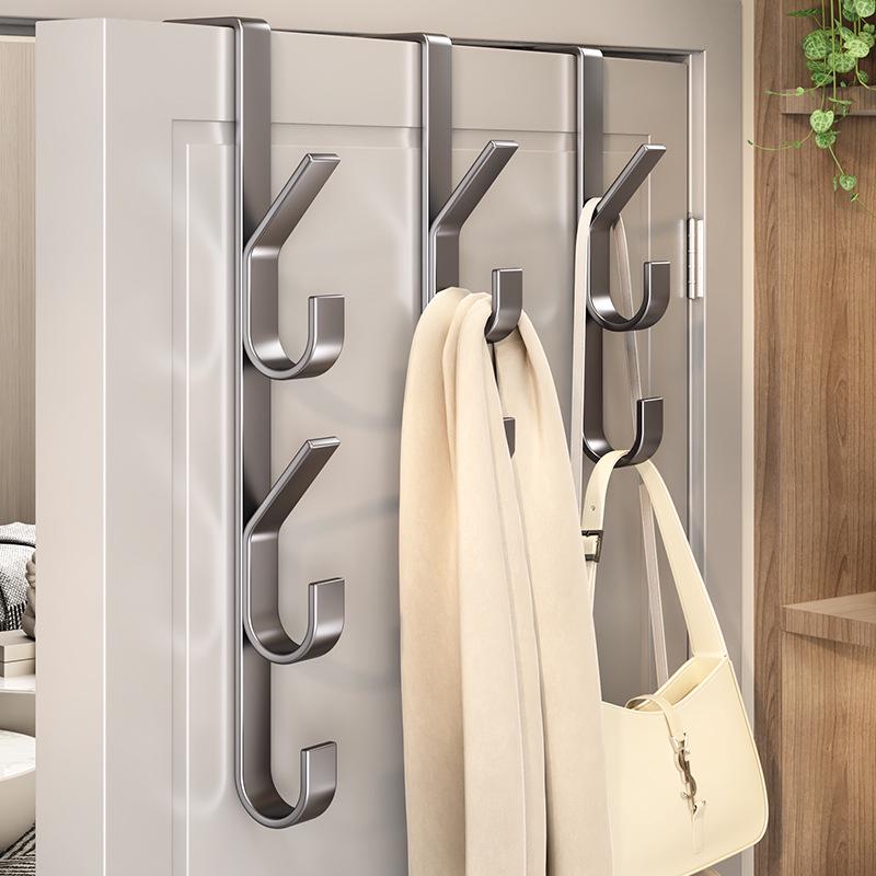 Adhesive-Free Multi-Functional Vertical Clothes Hooks for Bathroom Doors