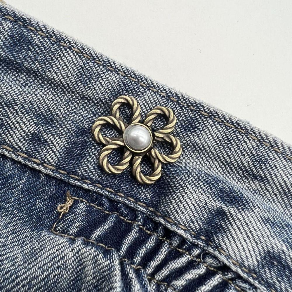 Button Clasps Flower Pants Button Tightener Waist Buckle Jean Buttons for Loose Jeans Skirts