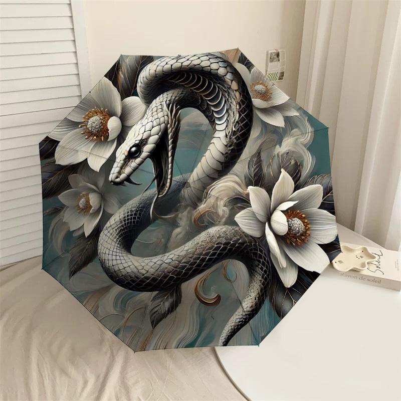 

1PC Snake Flowers Umbrella-8-Rib Reinforced Portable Folding Travel Suitable for All Seasons Outdoor Daily Use-J384