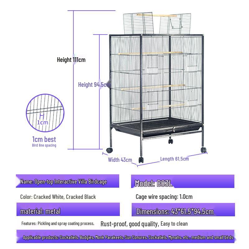 Luxury Multi-Bird Iron Cage: Elegant Medium-Large Bird Villa for Parrots