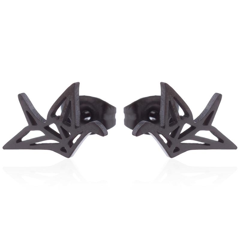 Geometrische Origami-Kranich Edelstahl Ohrstecker - Klein, Vielseitig, Chinesischer Stil Vogel Knorpel Schmuck