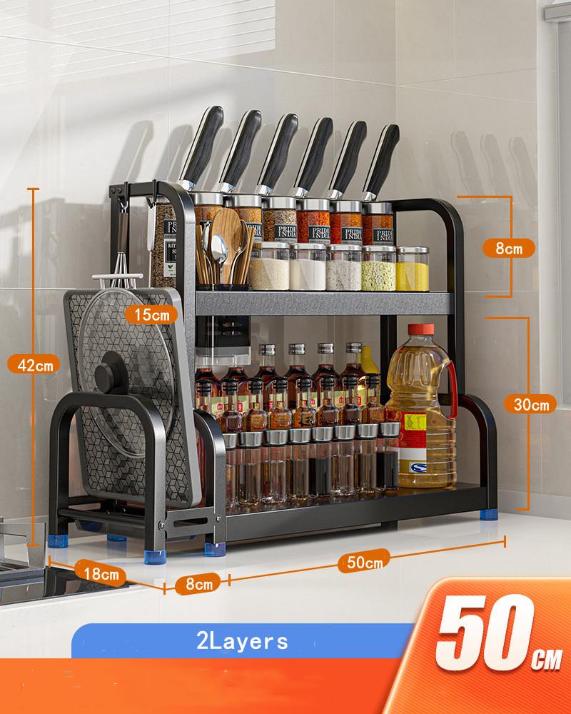 2Layers 3Layers Stainless Steel Kitchen Storage Rack Seasoning Chopsticks Shelf Organizer Knife Jar Household Accessories