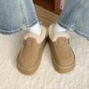 Temperament thick-soled fluffy shoes women's autumn and winter commuting fleece one-pedal cotton shoes