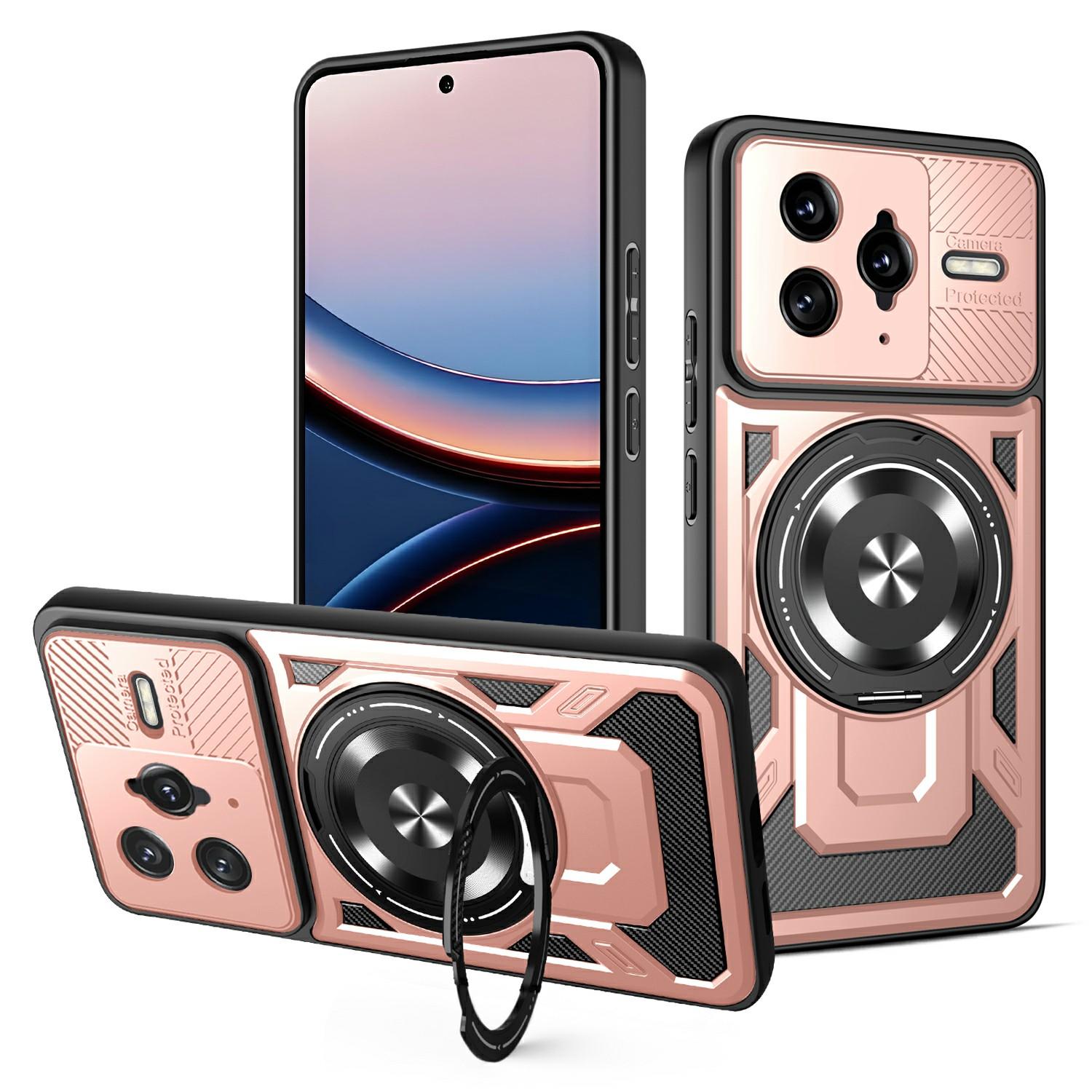 

Для Xiaomi Poco F7 Ultra 5G/Redmi K80 Pro 5G Магнитный чехол Вращающаяся подставка ТПУ+ПК Чехол для телефона Rose Gold