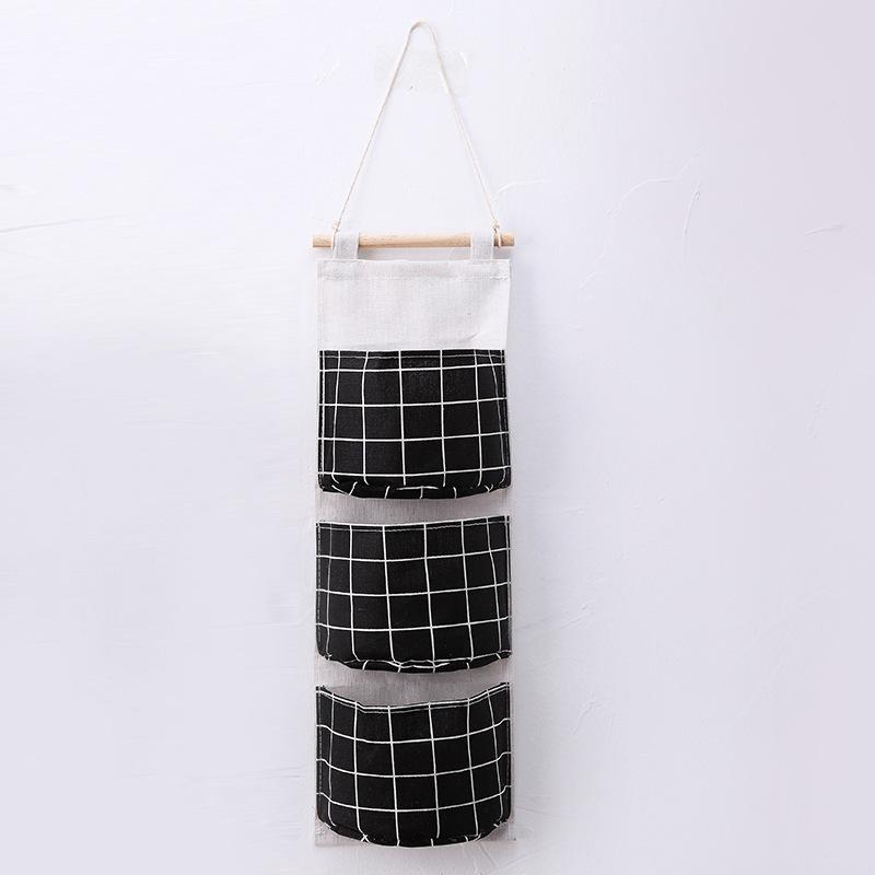 Pink Storage Bag Rack Canvas Wall Mounted Bedroom Storage Bag Multifunctional For Books, Jewelry, And Miscellaneous Items