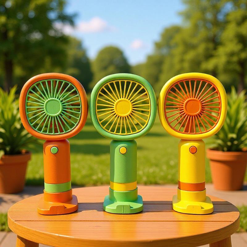 USB Rechargeable Mini Handheld Fan with Strong Wind & Base