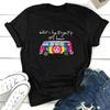 Regenbogen Bus Print T-Shirt Damen Kurzarm O-Ausschnitt Lockeres T-Shirt Sommer Damen T-Shirt Tops Camisetas Mujer
