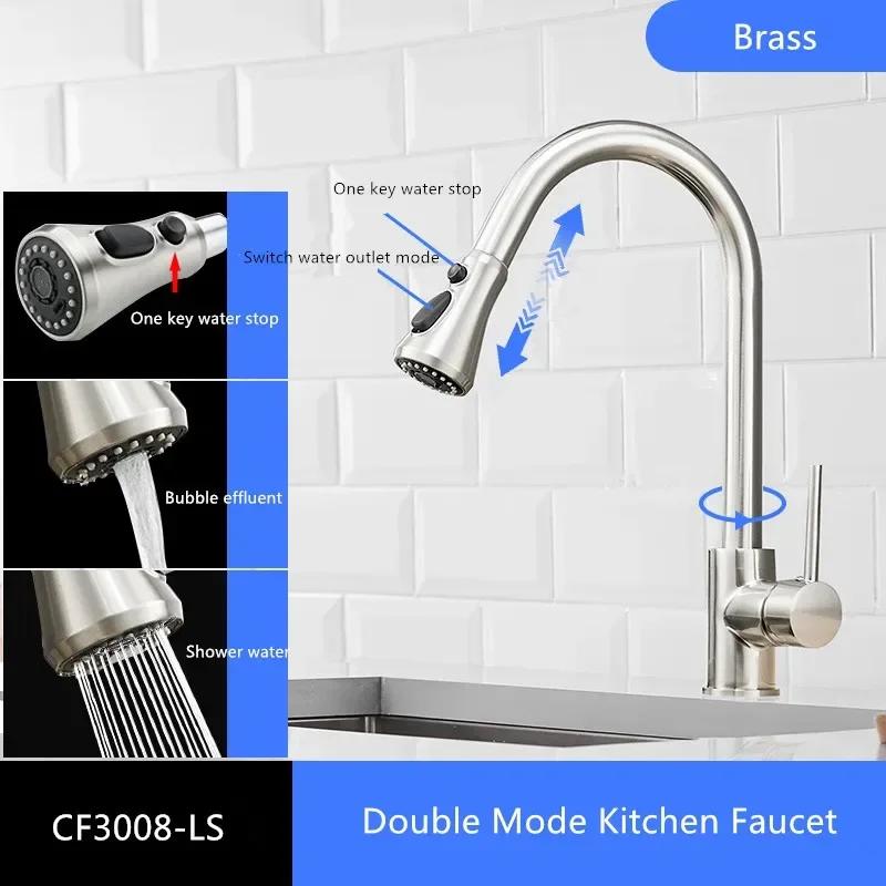 Black Kitchen Faucet Deck Installation Sink Faucet with Sprinkler Pull-Out Kitchen Mixer Tap 360° Rotatble Mixer Faucet