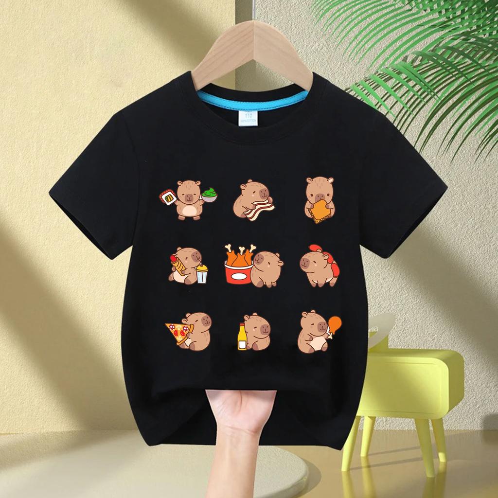 2025 Summert Shirt  New Trend Capybara Printing Cute Children's Short-Sleeved T-Shirt Cute Comfortable Versatile Boy and Girl T-Shirt