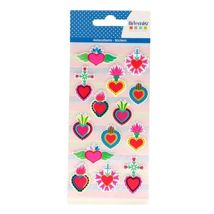 Stickers - Viva la vida - Cœurs - Multicolore - 3D - Enfant