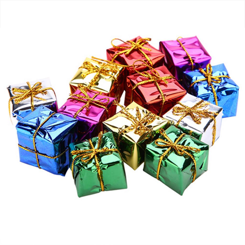 12PCS Colorful Gift Box Pendant with Fashion Design, Xmas Party Decor, Made of Foam Material, Safe and  for Christmas Tree