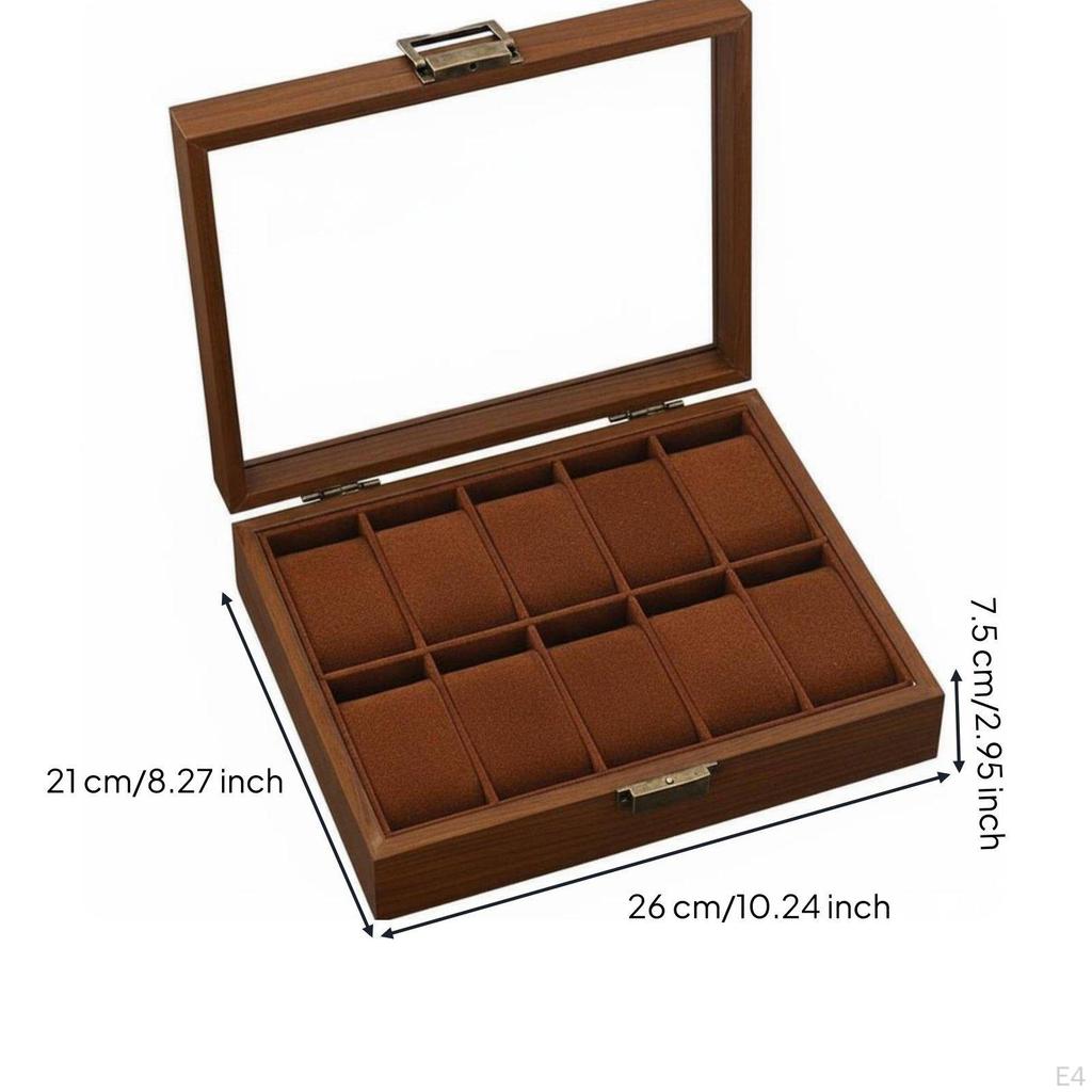 Watch and Jewelry Storage Box Soft Velvet Lining Wooden MultiCompartment Design Glass