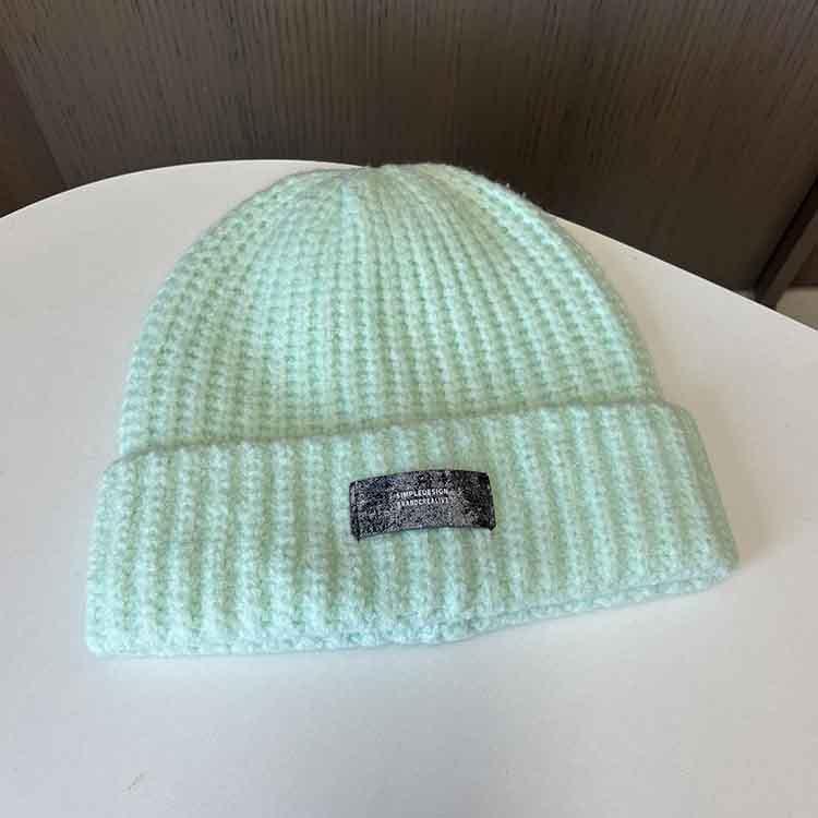 Patch Cloth Men'S And Women'S Knitted Hats Versatile Big Head Circumference Wool Hats Show Face Small Pullover Warm Cold Hats
