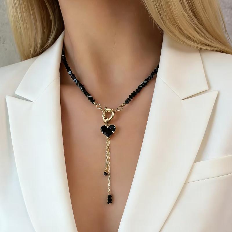 Fashion Vintage Crystal Zircon Heart-Shaped Pendant Necklace For Women Jewelry Accessries Gifts