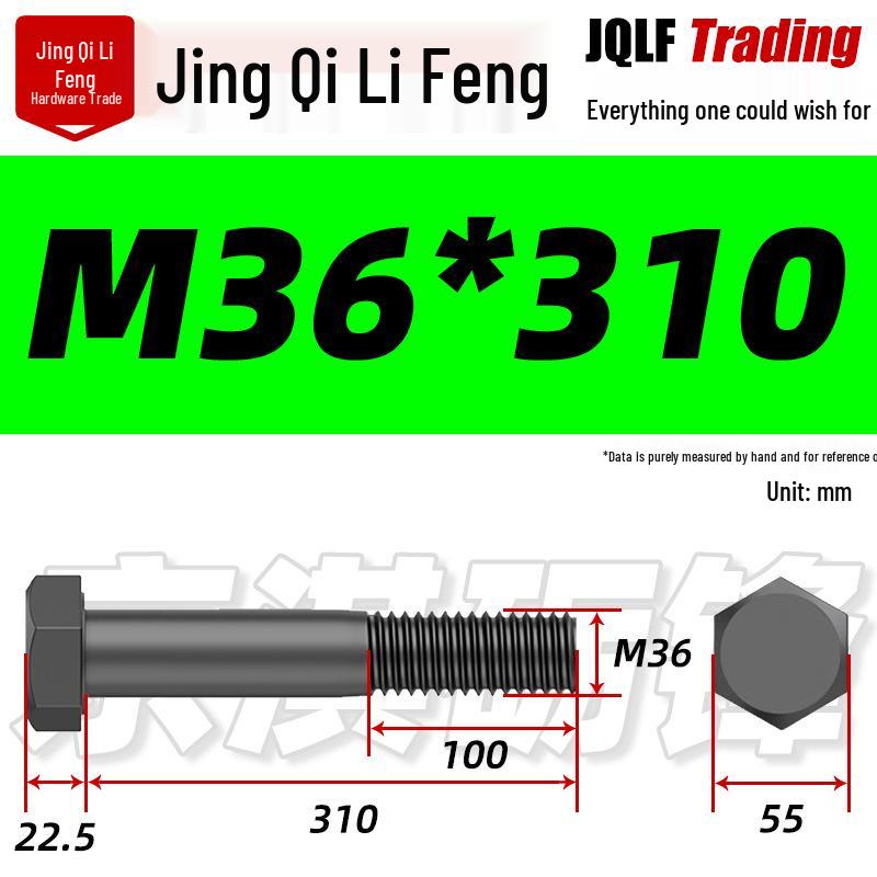 M27-M39 Grade 12.9 Blackened Half-Thread Hexagon Bolt