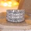 Vintage Female White Crystal Jewelry Cute Silver Color Wedding Rings For Women Luxury Engagement Valentines Day Gift