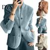 Soft Women Jacket Lady Winter Coat Knitted Thickened Single-breasted Solid Color Pockets Stand Collar Warm Button Decor Cardigan Daily Wear