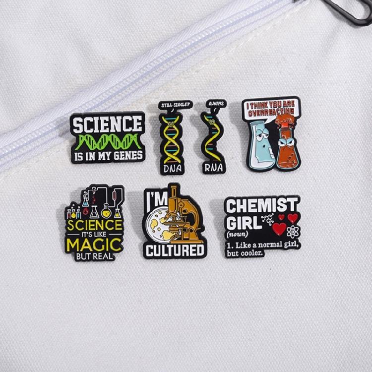 7 Pcs/Set Enamel Pins Chemicals Structure Enamel Lapel Pin Creative Brooch Pins Funny Jewelry Gift for Friend