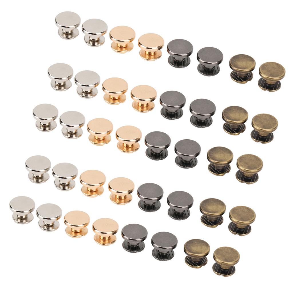 40Pcs DIY Binding Screw 4 Colors Flat Head 9x5mm Smoother Surfaces Metal Chicago Screws for Belts