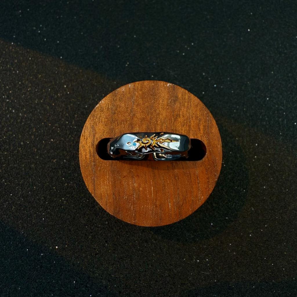 Retro Sun Rune Totem Adjustable Open Ring For Men Punk Gothic Edgy Copper Zircon Unisex Elegant Vintage Accessories Trendy Gift