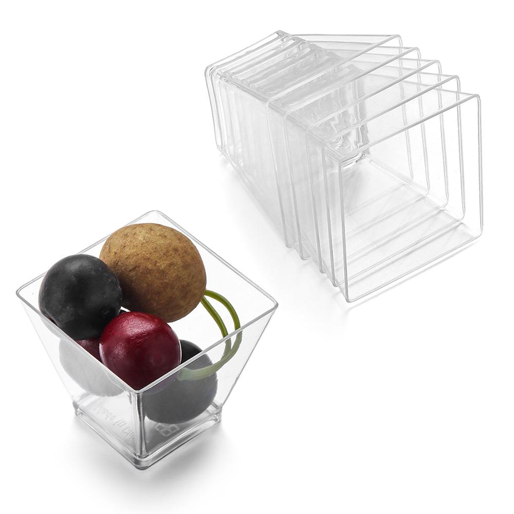 10PCS 60ml Disposable Plastic Cups Clear Transparent Trapezoidal Food Container for Jelly Yogurt Mousses Dessert Baking 10pcs