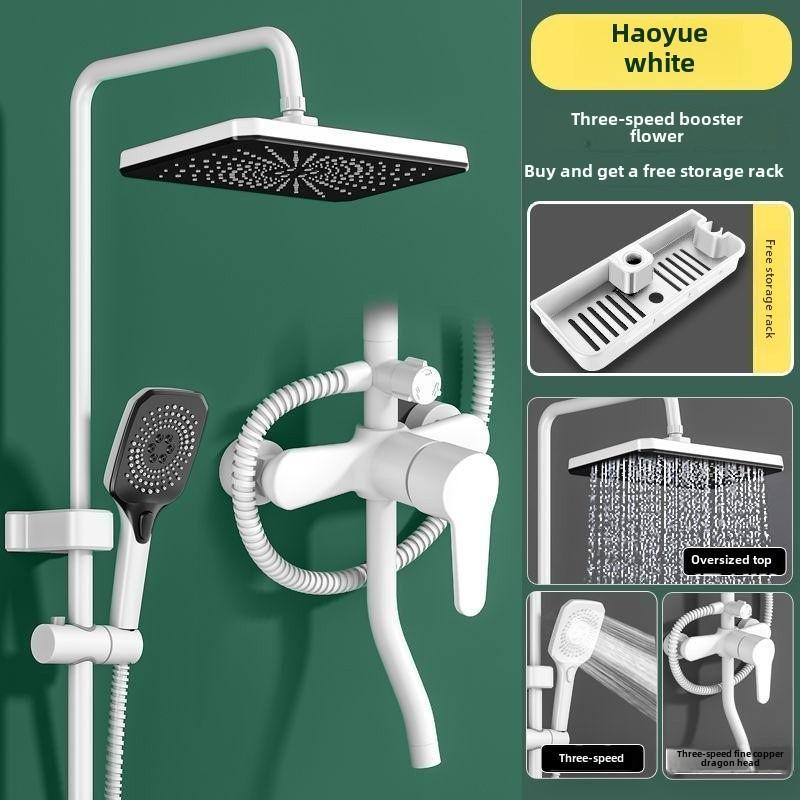 Copper Shower Set Household Digital Display Constant Temperature Shower System Bathroom Booster Nozzle Shower Spray Kit