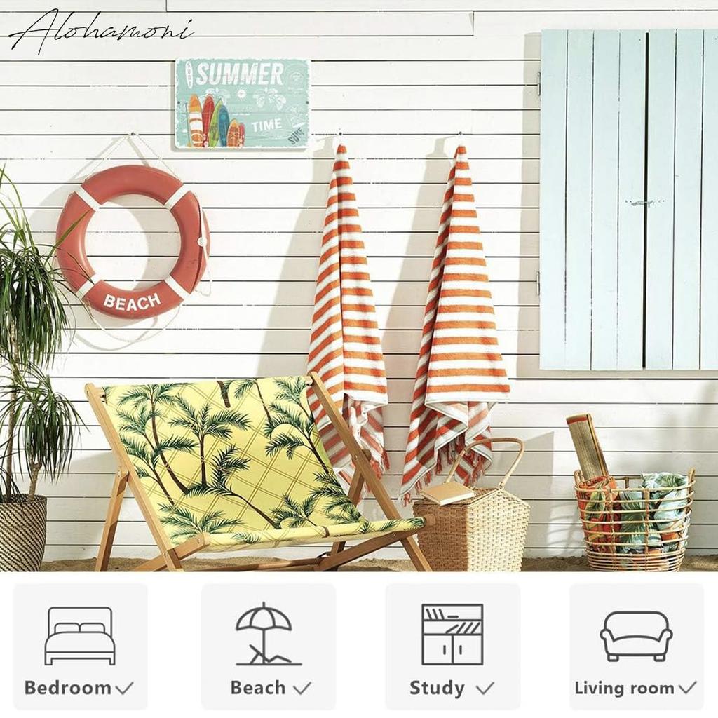 ALOHAMONI American USA Tin Plate Vintage Metal License Beach West Surfboard 8 Sunset Sign, Plate, Plate, Resort, California, Coast, Hawaii, (Resort