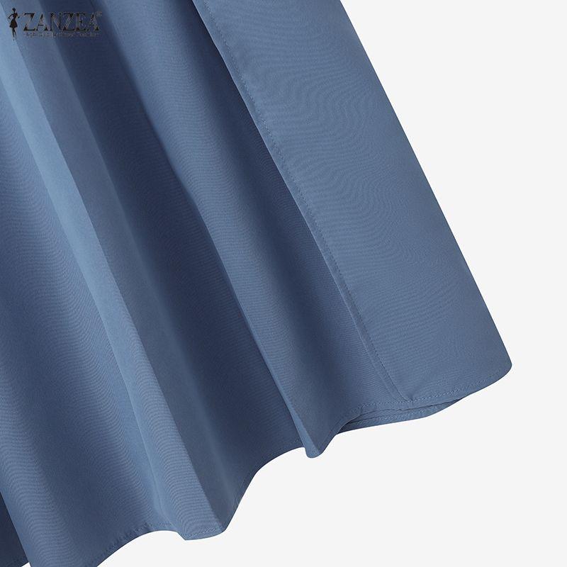 ZANZEA Dames Casual Elastische Taille Effen Kleur Losse Lange Rokken