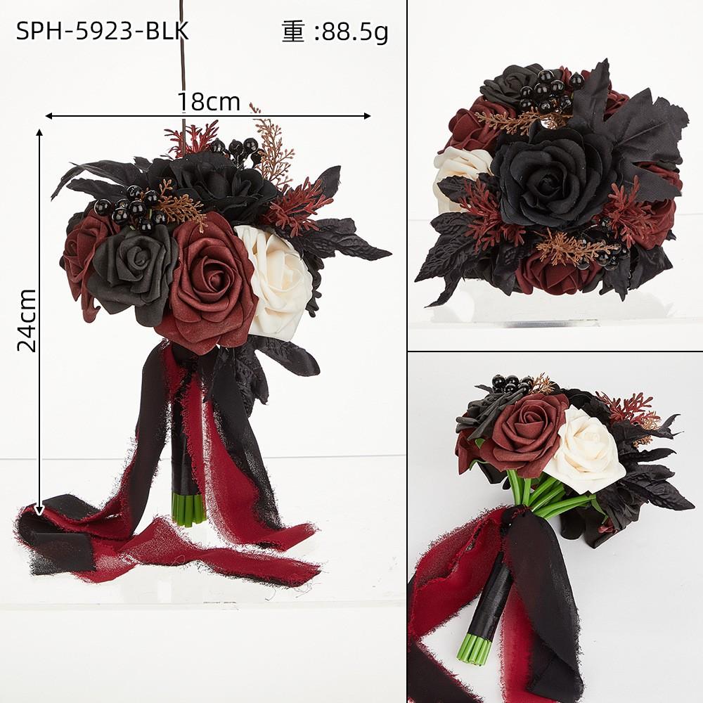 Halloween Bouquet Dark Gothic Bridal Skull Flower Arrangement Day of the Dead Home Decor