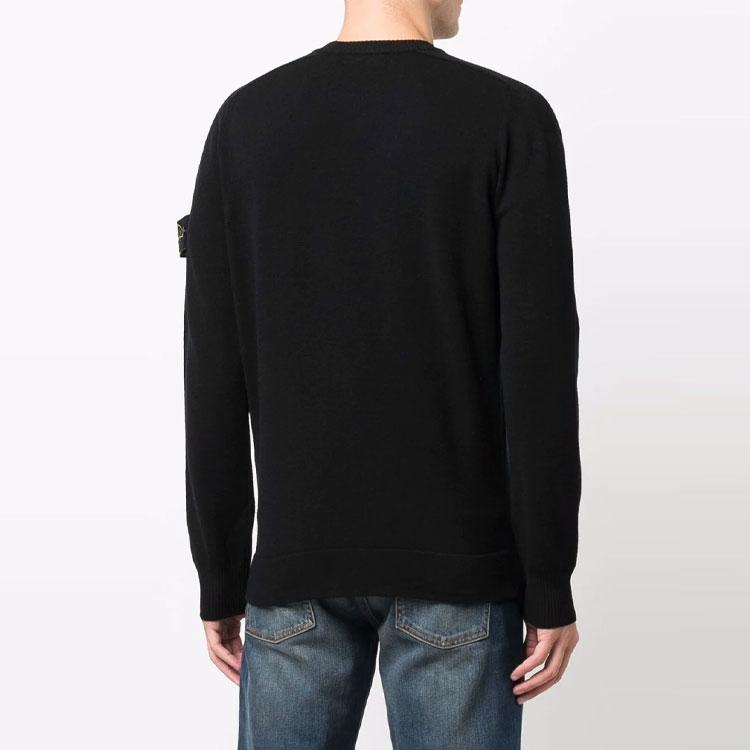 Stone Island 508A1 Stretch Wool Sweatshirt Black Men Streetwear 7515508A1-V0029