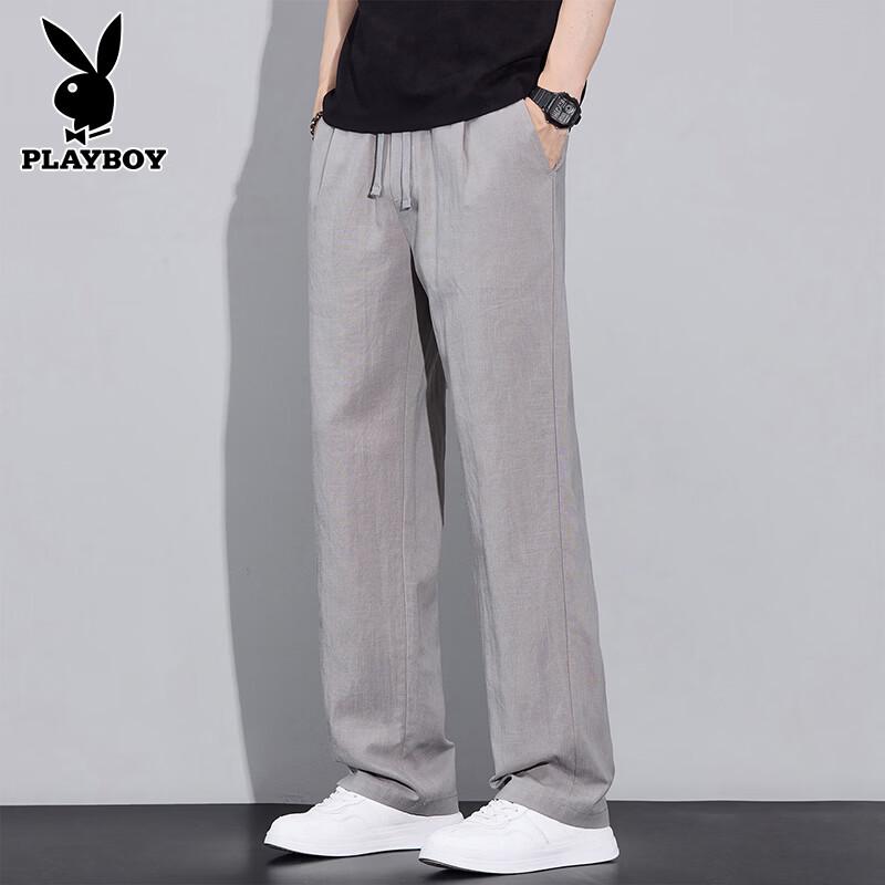 PLAYBOY Men s Summer Cooling Linen Blend Casual Pants 3XL