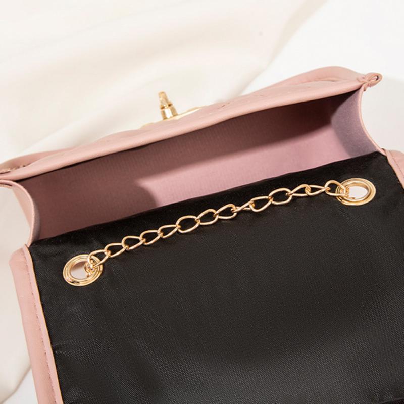Women Quilted Crossbody Shoulder Bag With Chain Strap Solid Color Pu Leather Small Square Bag