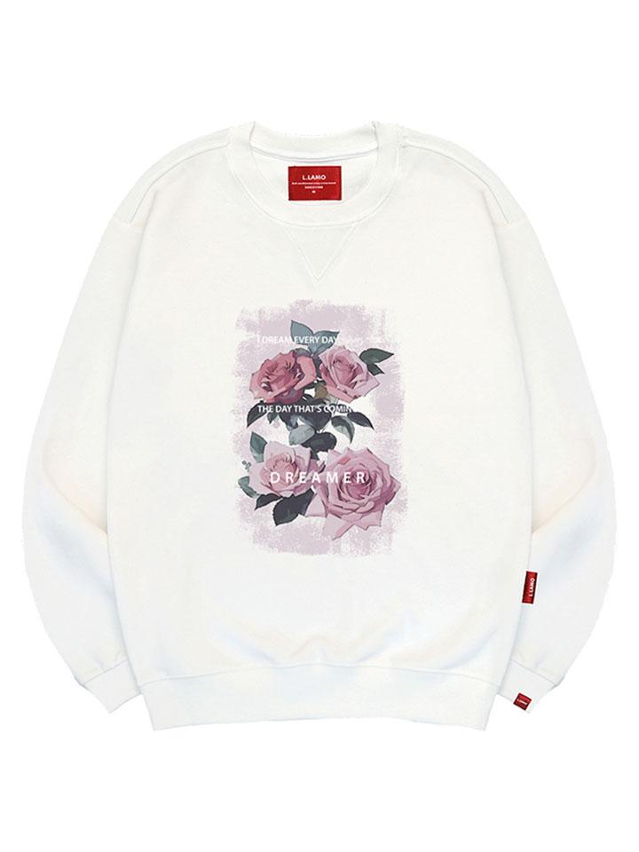 Ellamo Pink Rose Sweatshirt Unisex Plus Size S~4Xl (Type B)