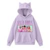 Damemote Casual Langermet trykt Rundhals hettegenser Pullover Topp med lommer