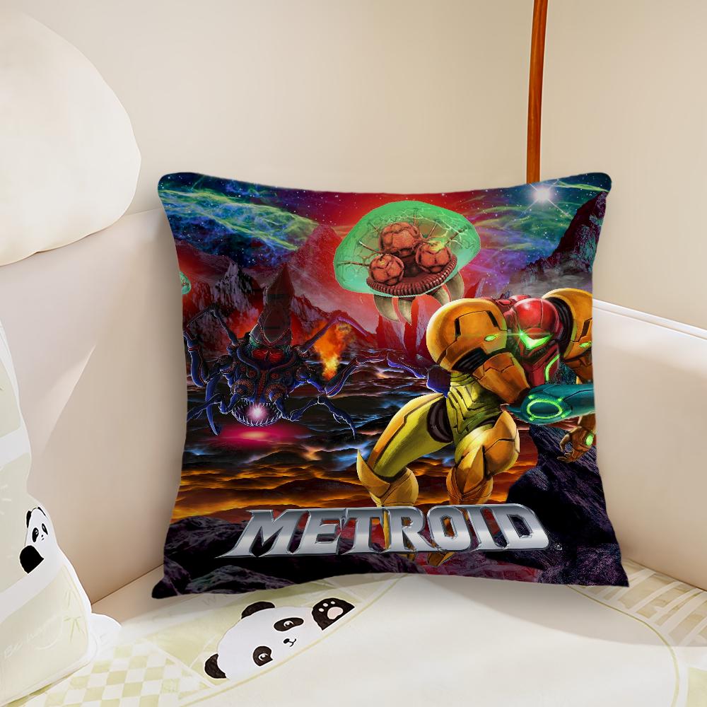 Hot Game M-Metroid Pillow Case Living Room Sofa Cushion Cover Suitable For Home Bedroom Room Decoration