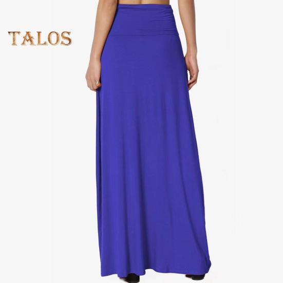 Women Skirt High-Waist Hip Wrapped Maxi Skirt Solid Color Ankle Length Skirt Home Casual Evening Vacation Skirt